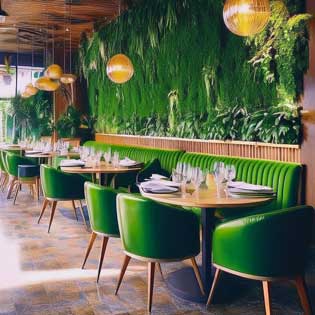 intérieur d'un restaurant eco responsable